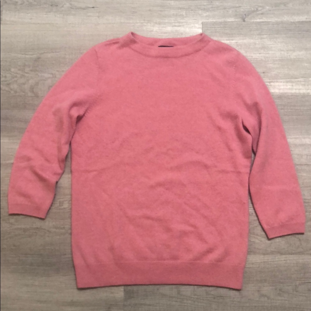 Talbots PINK 100% CASHMERE  3/4 Long Sleeve Sweater Size SMALL